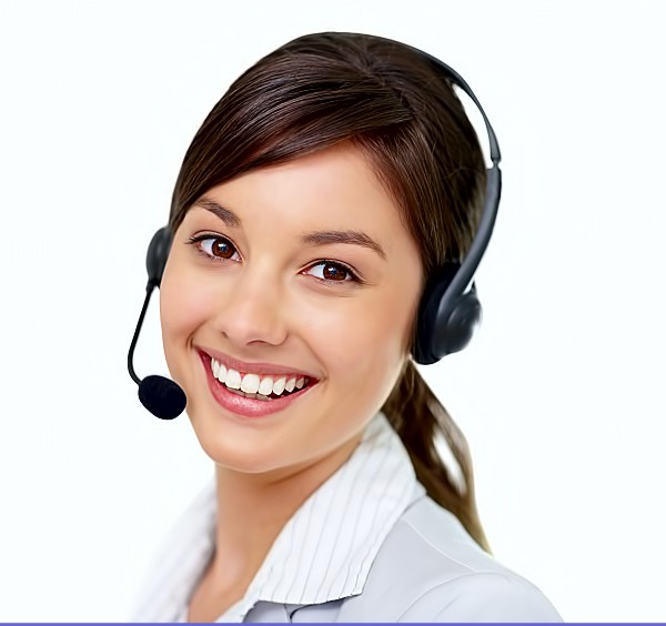 Contact Us image showing a receptionist with a headset